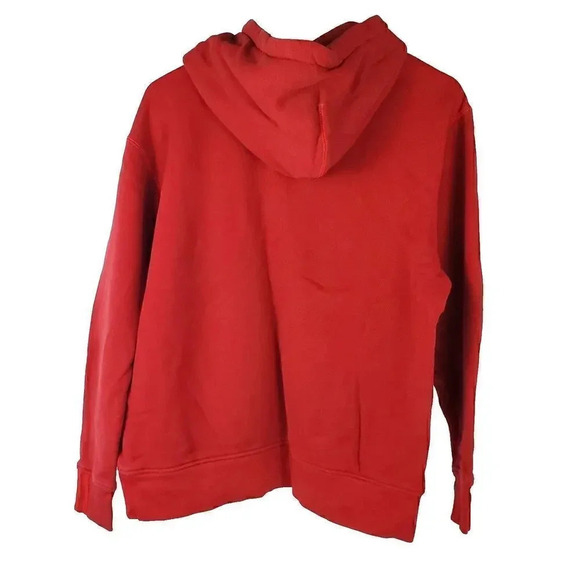 Men's ADIDAS Red‎ Hoodie Sweatshirt SZ S Small Trefoil Logo Baggy Fit Spell Out - Picture 3 of 7